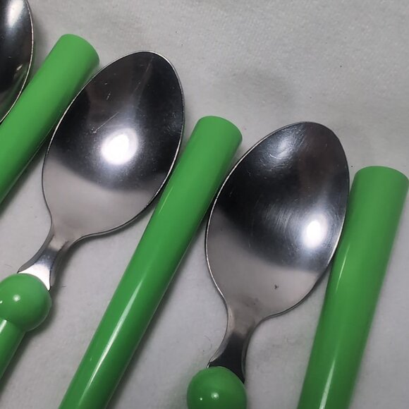 IKEA Grammatik Green 8 Lot Set Vintage Stainless Flatware Cutlery Spoon Utensils - Picture 4 of 15